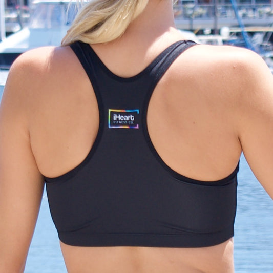 The Pro Black Sports Bra by iHeart Fitness Co